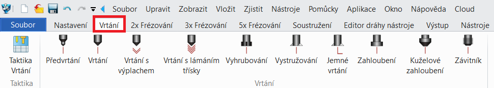 Ribbon lišta - CAM vrtání