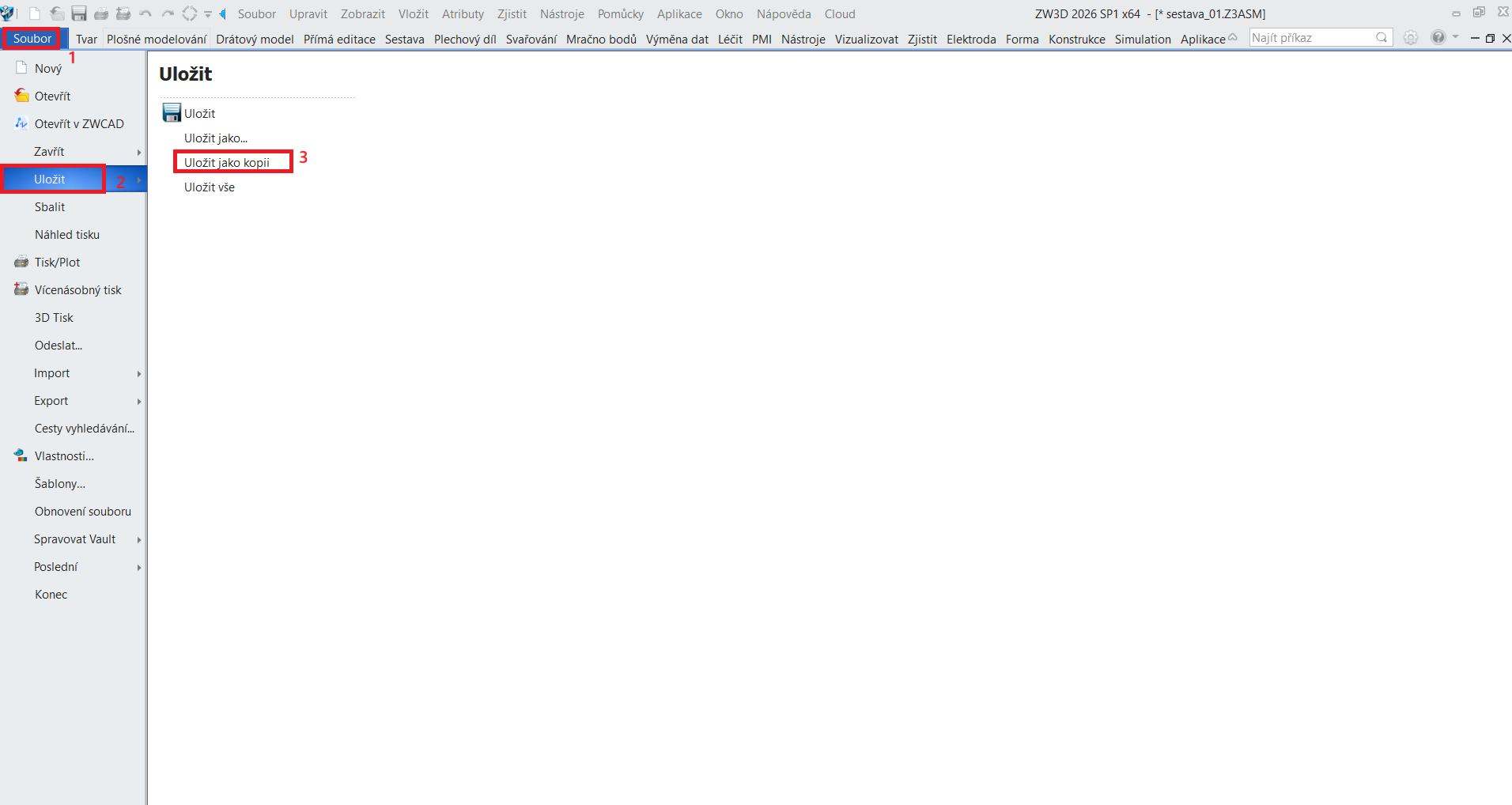 Klonování sestavy single objekt ZW3D - 1
