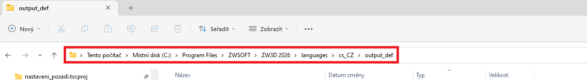 Správce strojů v ZW3D CAM - vložení vlastního mdf souboru