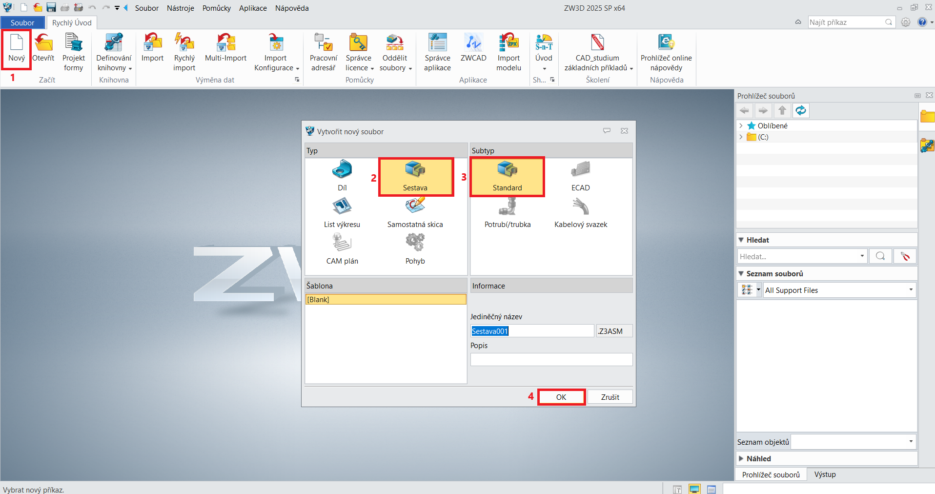 Tvorba sestavy - krok 1