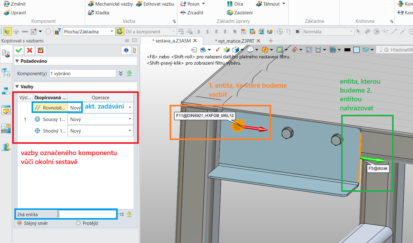 Funkce Kopírovat s vazbami v ZW3D - 2