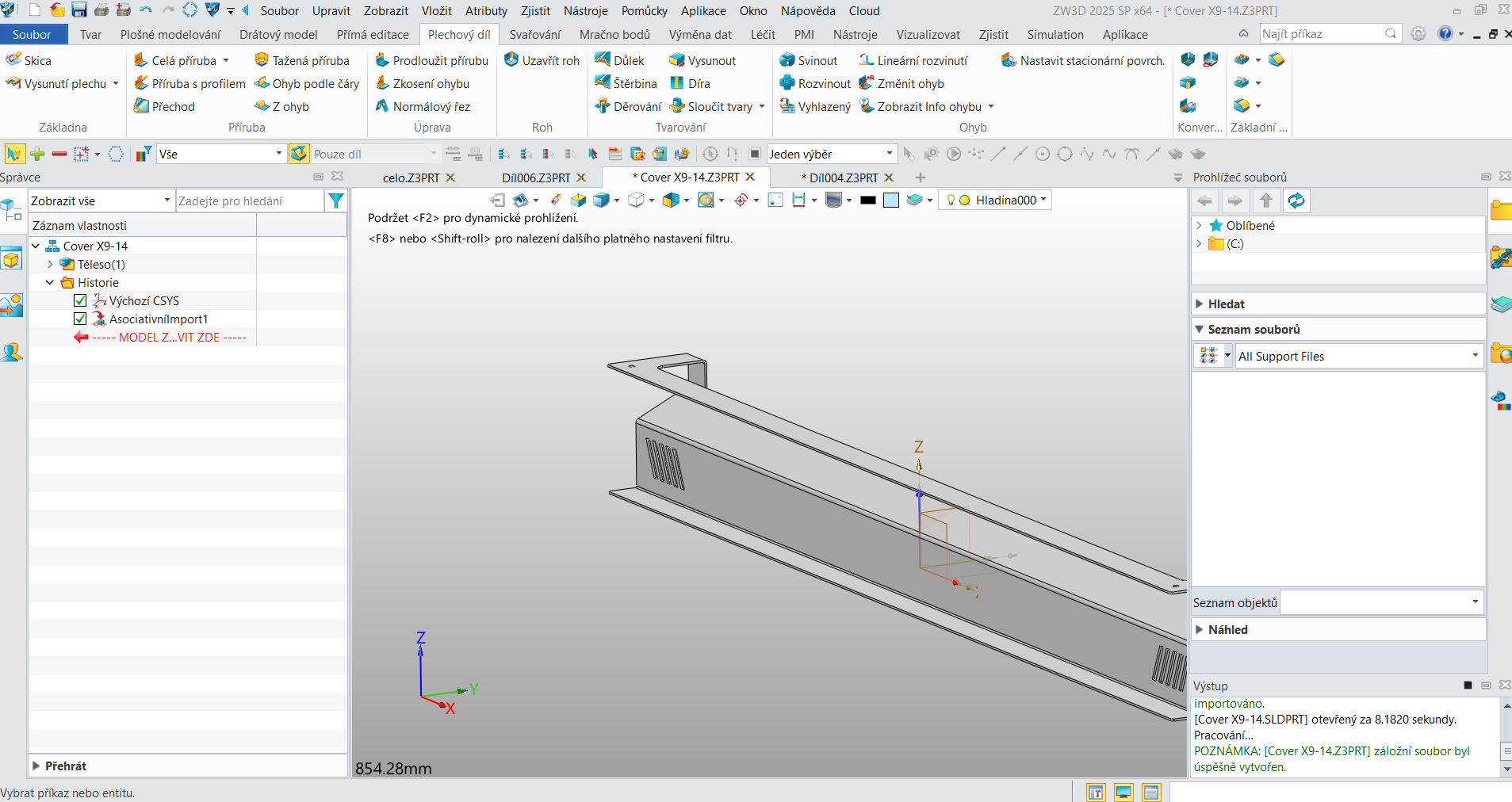 Zobrazení skrytého stromu v ZW3D - krok 3