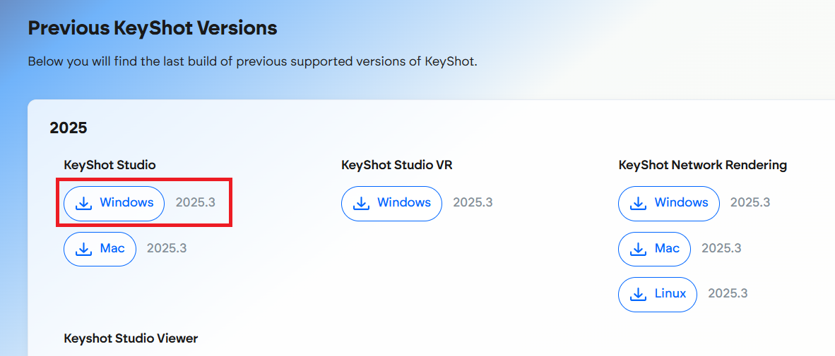 Keyshot volba verze