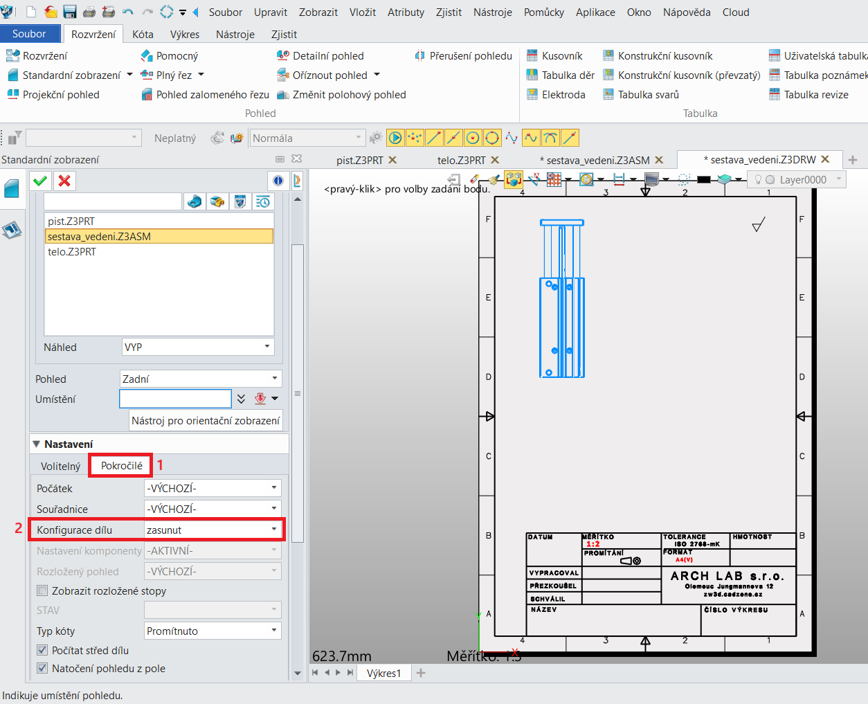 Polohový pohled v ZW3D - krok 4