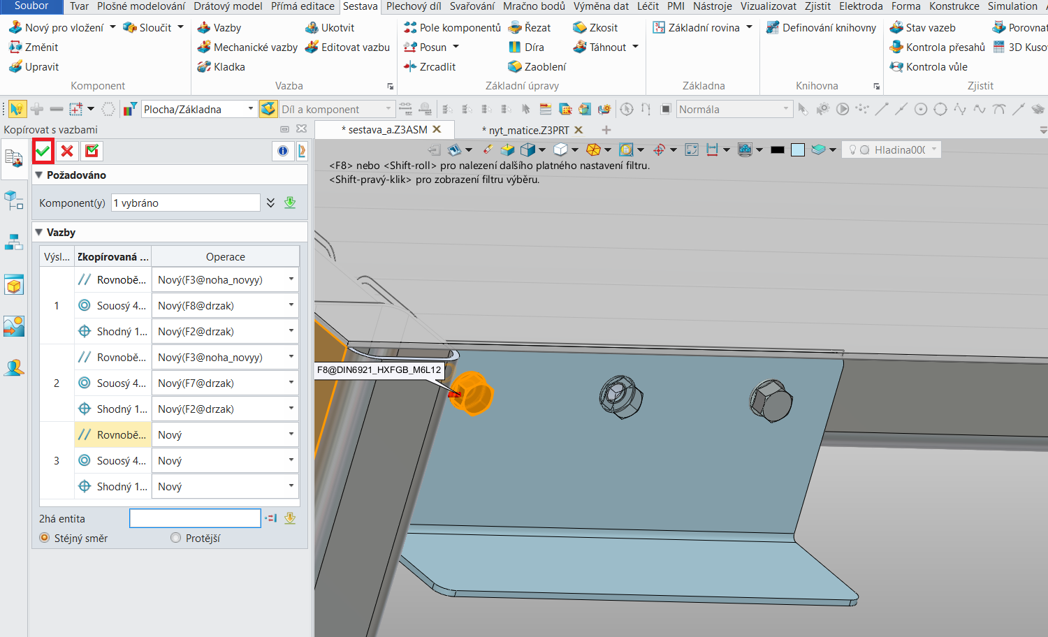 Funkce Kopírovat s vazbami v ZW3D - 5