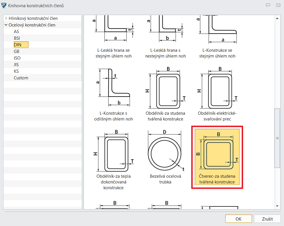 Modul konstrukce v ZW3D - knihovna konstrukčních členů