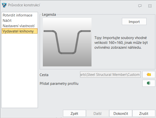 Založení vlastního profilu v modulu Konstrukce v ZW3D - 9