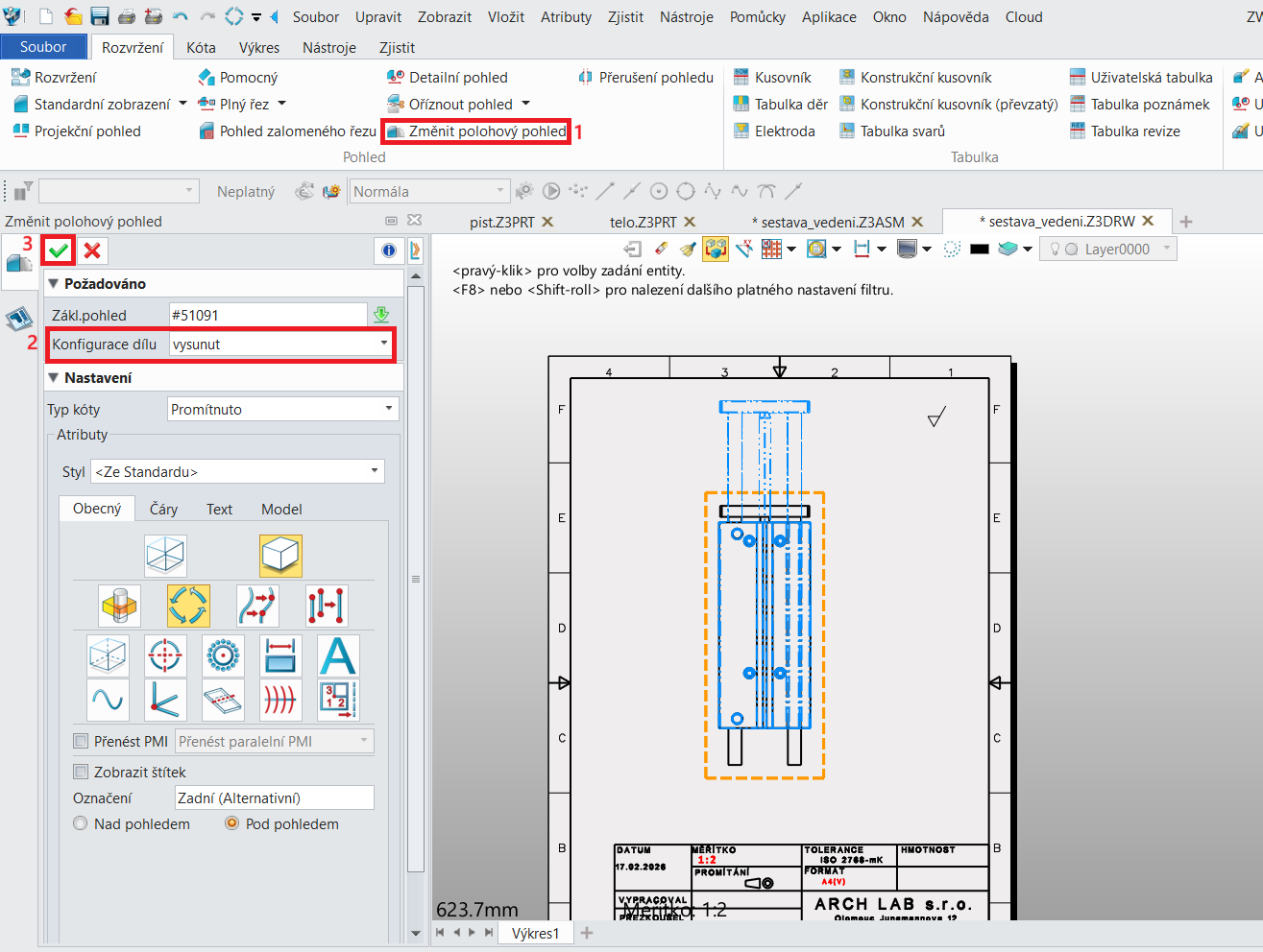 Polohový pohled v ZW3D - krok 6