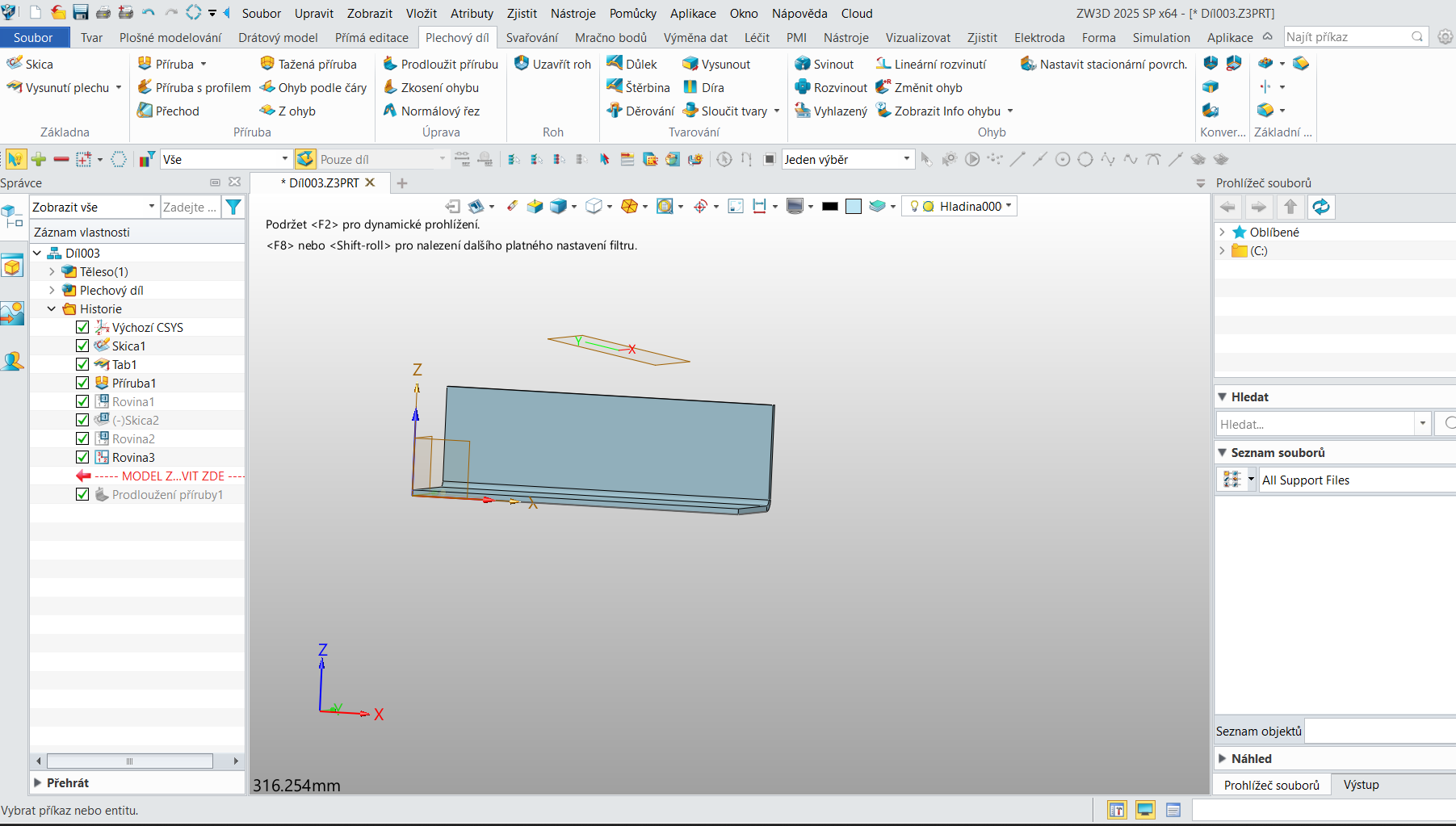 ZW3D prodloužit přírubu - krok 5