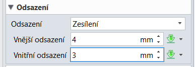Tvorba vysunutí v ZW3D - Odsazení Zesílit menu