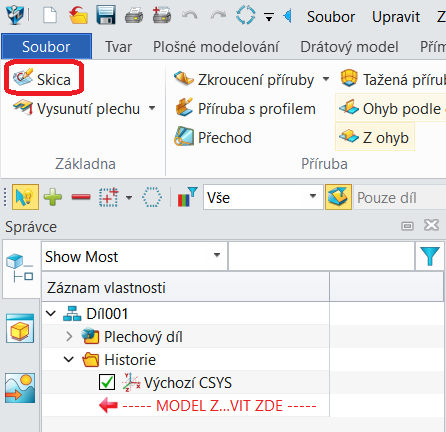 Založení skicy v ZW3D