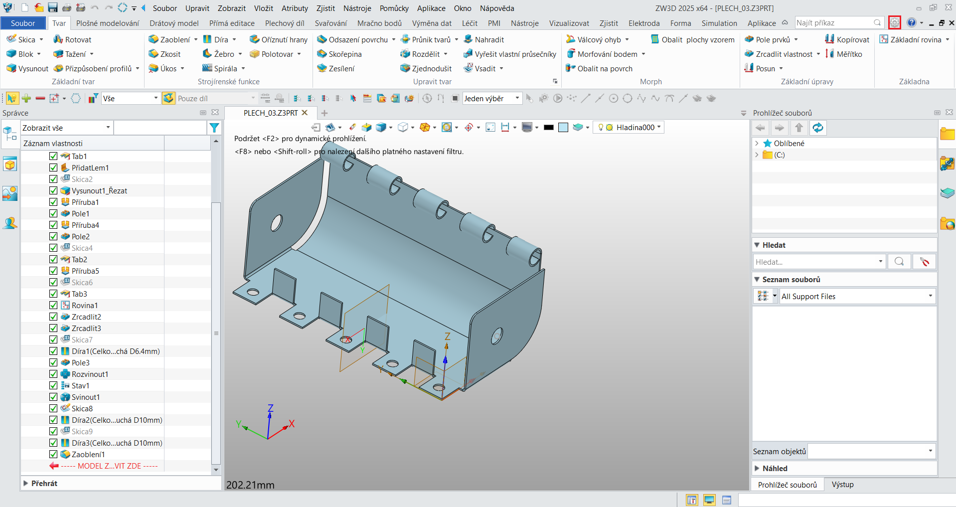 Záloha souboru v ZW3D - krok 1