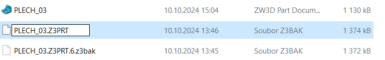 Záloha souboru v ZW3D - krok 6