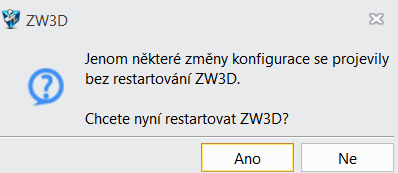 Změna jazyka, restart ZW3D